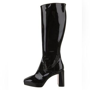 Christian Louboutin black patent leather Alleo 90 LEATHER KNEE-HIGH BOOTs